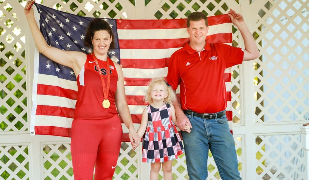 Stephanie Trafton with daughter and husband