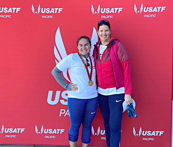 RJT participant Olympic Gold Medal photo op with Discus Gold Medalist Stephanie Brown Trafton