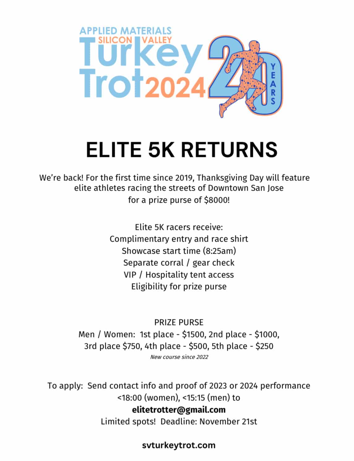 2024 Elite 5K Turkey Trot Flyer
